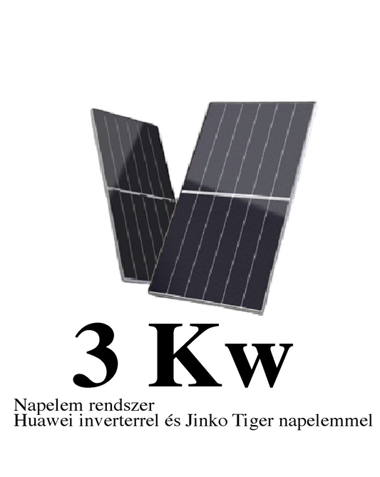 3 kW Hibrid Napelem rendszer Huawei inverterrel és Jinko Tiger napelemmel