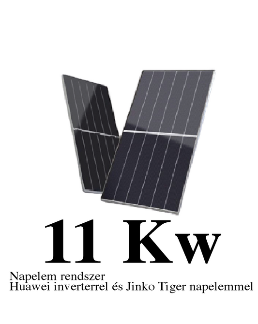 11 kW Hibrid Napelem rendszer Huawei inverterrel és Jinko Tiger napelemmel
