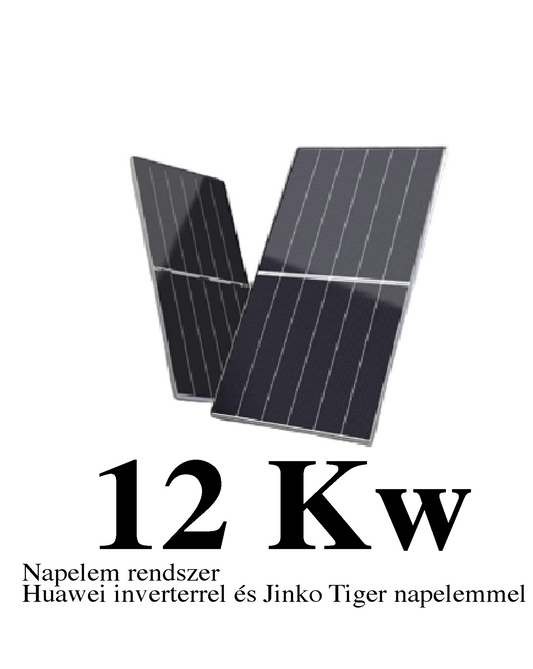 12 kW Hibrid Napelem rendszer Huawei inverterrel és Jinko Tiger napelemmel