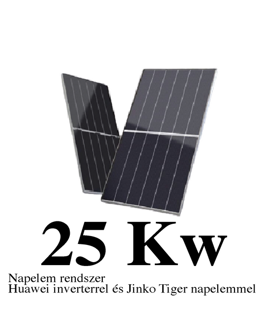 25 kW Hibrid Napelem rendszer Huawei inverterrel és Jinko Tiger napelemmel