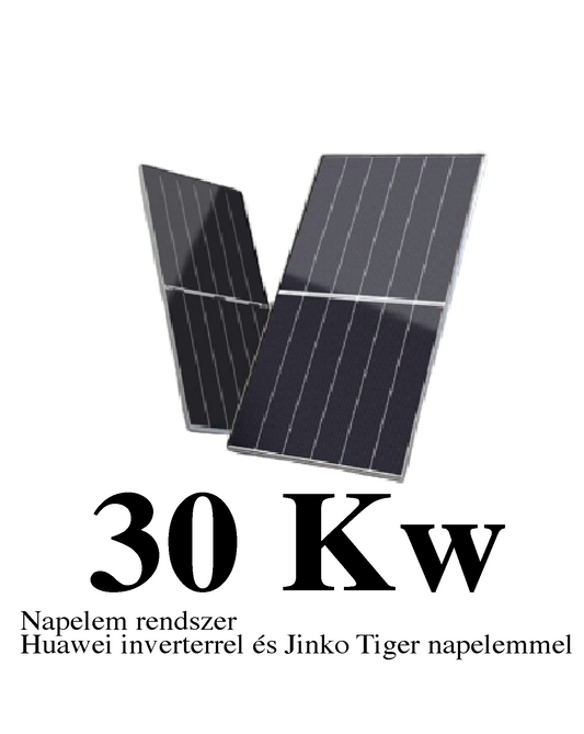 30 kW Hibrid Napelem rendszer Huawei inverterrel és Jinko Tiger napelemmel